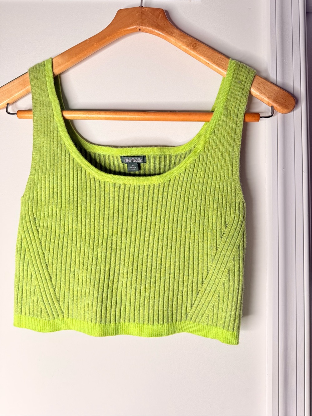 Talbots Bright Lime Ribbed Tank - Picture 3 of 3